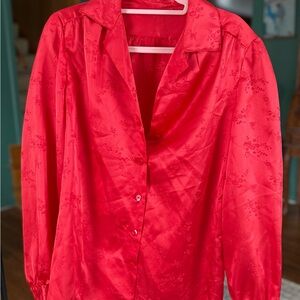 VTG Red Satin Blouse